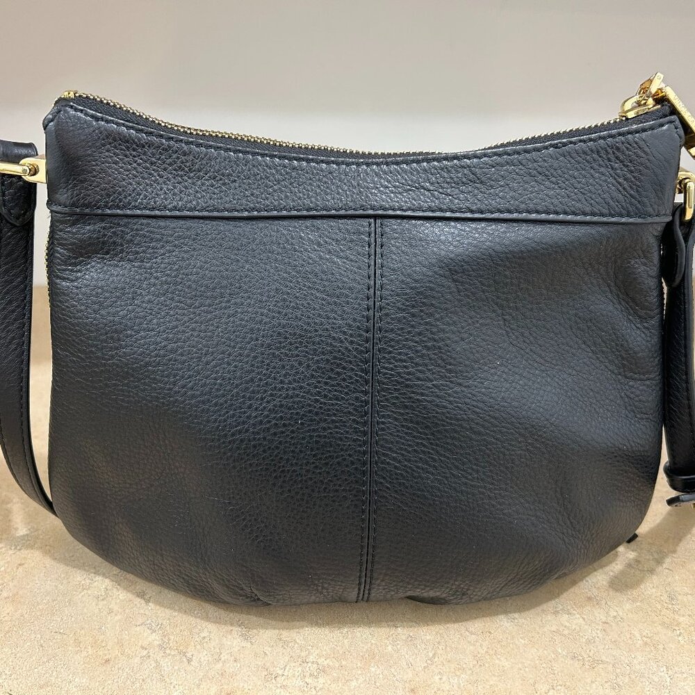 Vince Camuto black pebbled leather crossbody bag with gold-tone hardware - Picture 2 of 5